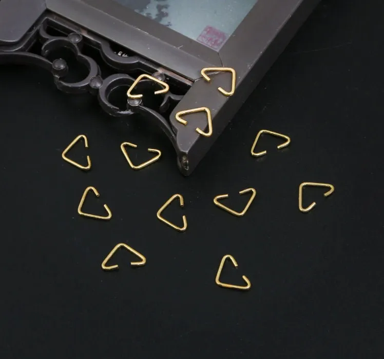 100 Triangle Jump Rings Shiny Gold Silver Open Jump Rings Bails - Jewelry Connector for Jewelry Making Supplies