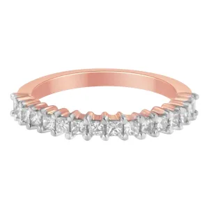 10K Rose Gold Flashed .925 Sterling Silver Diamond Band Ring (1/2 Cttw, J-K Color, I1-I2 Clarity)