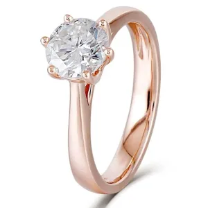 10k Rose Gold Solitaire Moissanite Ring 1ct