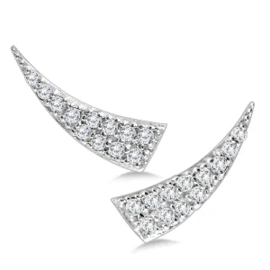 1/4 Ctw Bold Genuine Diamond Climber Earrings In 14K White Gold