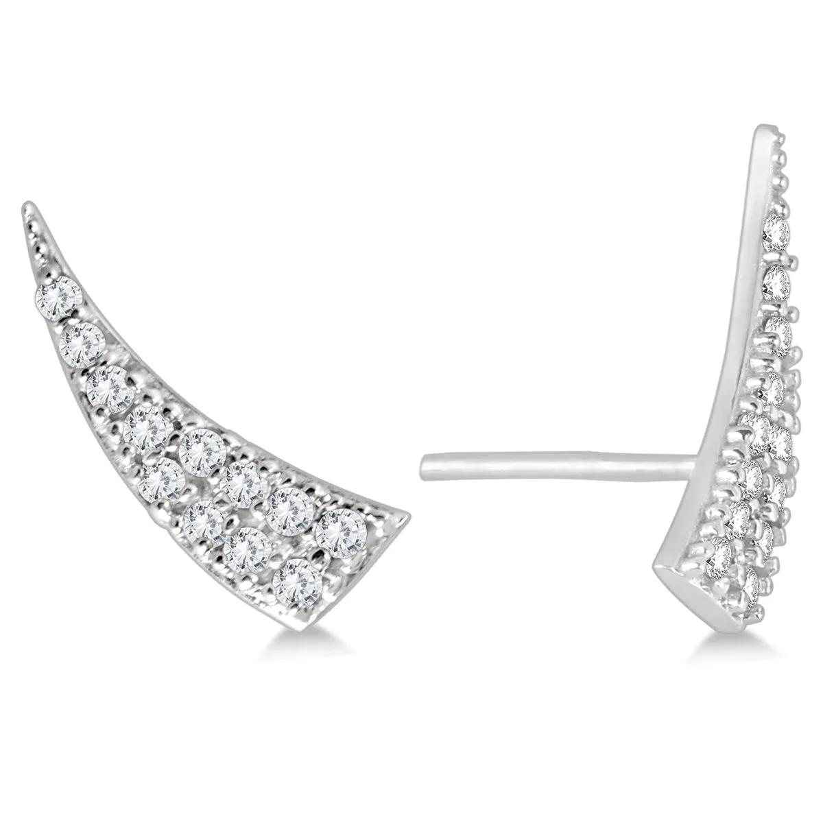 1/4 Ctw Bold Genuine Diamond Climber Earrings In 14K White Gold