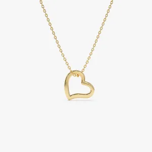 14k Gold Open Heart Shaped Charm Necklace