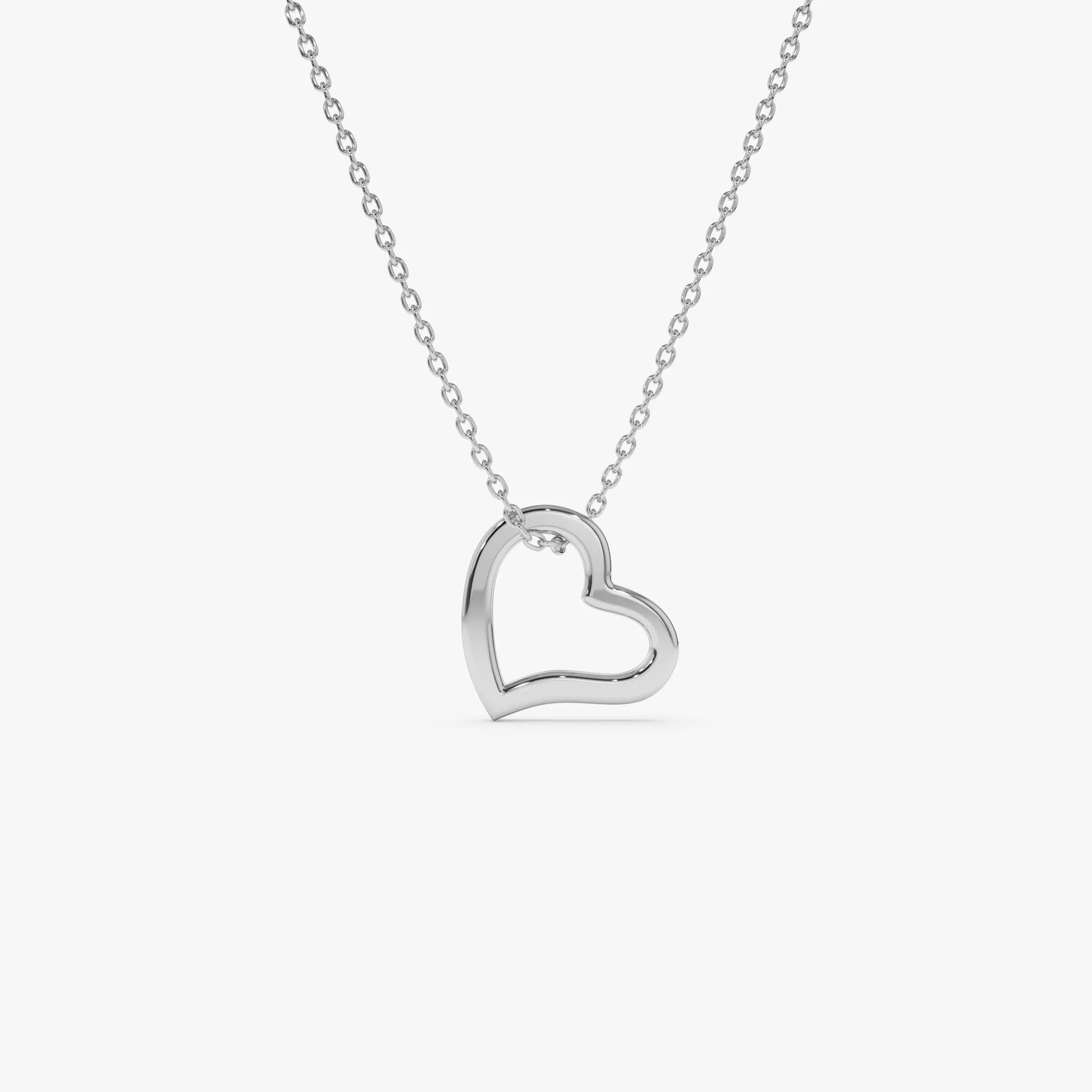 14k Gold Open Heart Shaped Charm Necklace