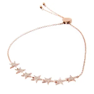 14K Rose Gold Diamond Star Bollo Bracelet