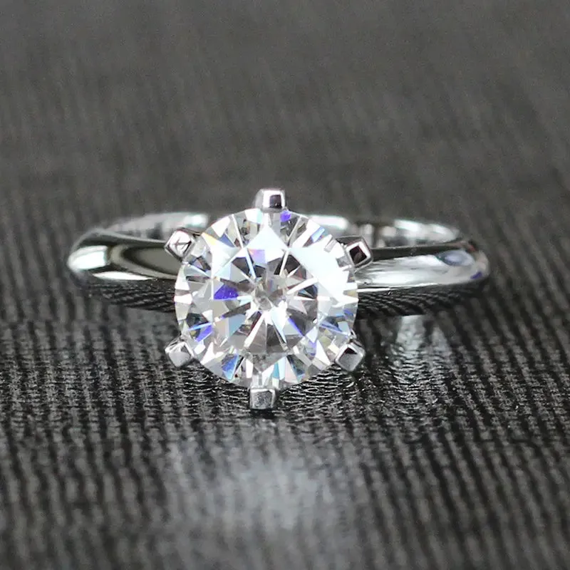 14k White Gold Solitaire Moissanite Engagement Ring 1.5ct