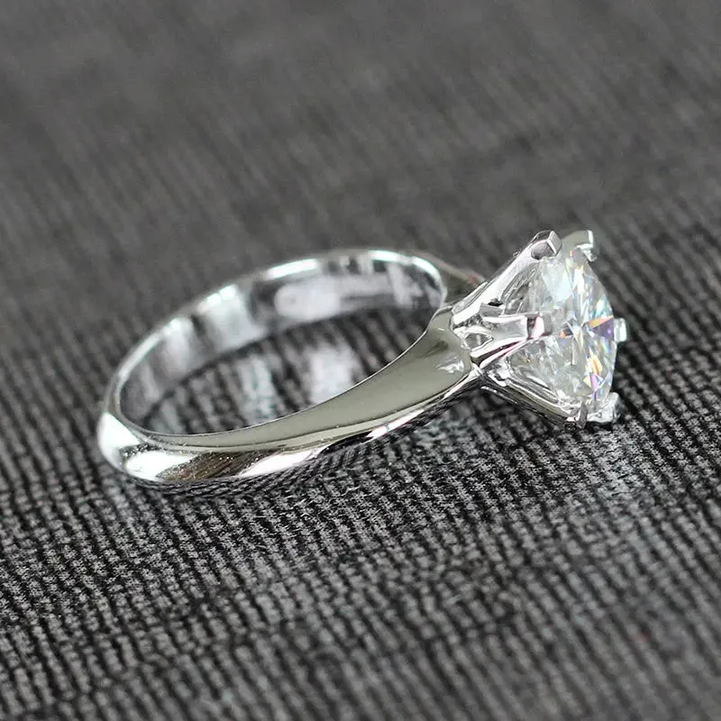 14k White Gold Solitaire Moissanite Engagement Ring 1.5ct