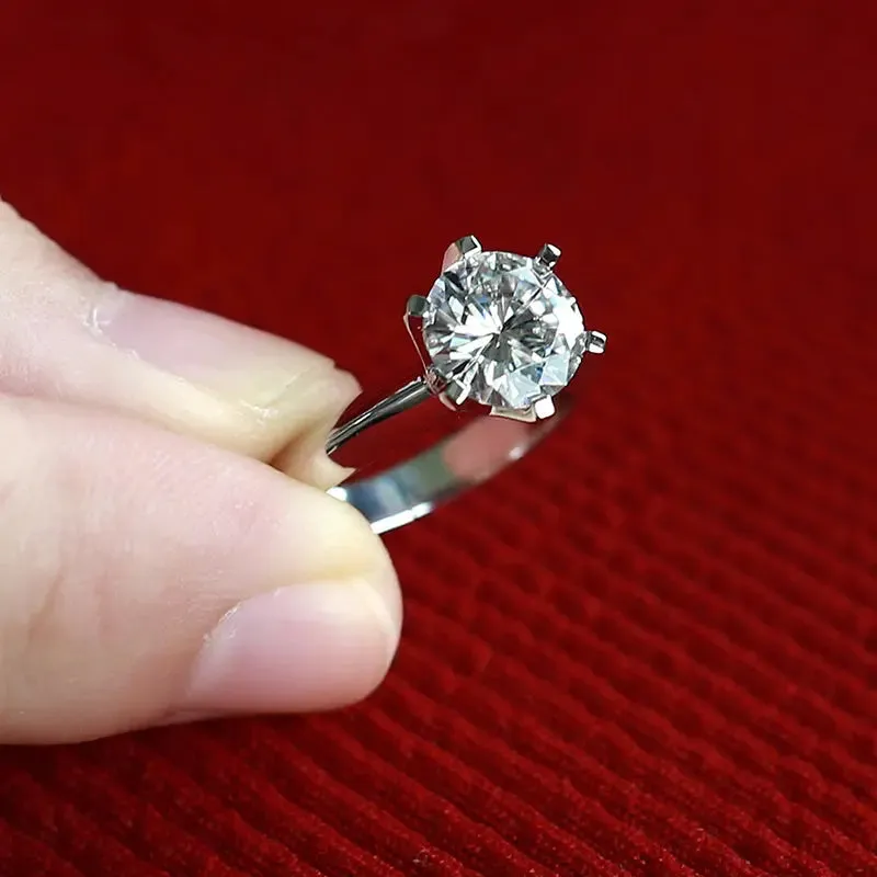 14k White Gold Solitaire Moissanite Engagement Ring 1.5ct