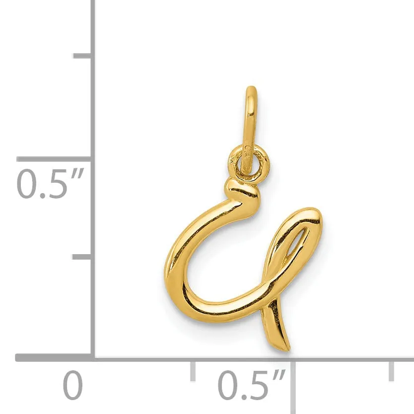 14K Yellow Gold Lower Case Script Letter U Initial Pendant