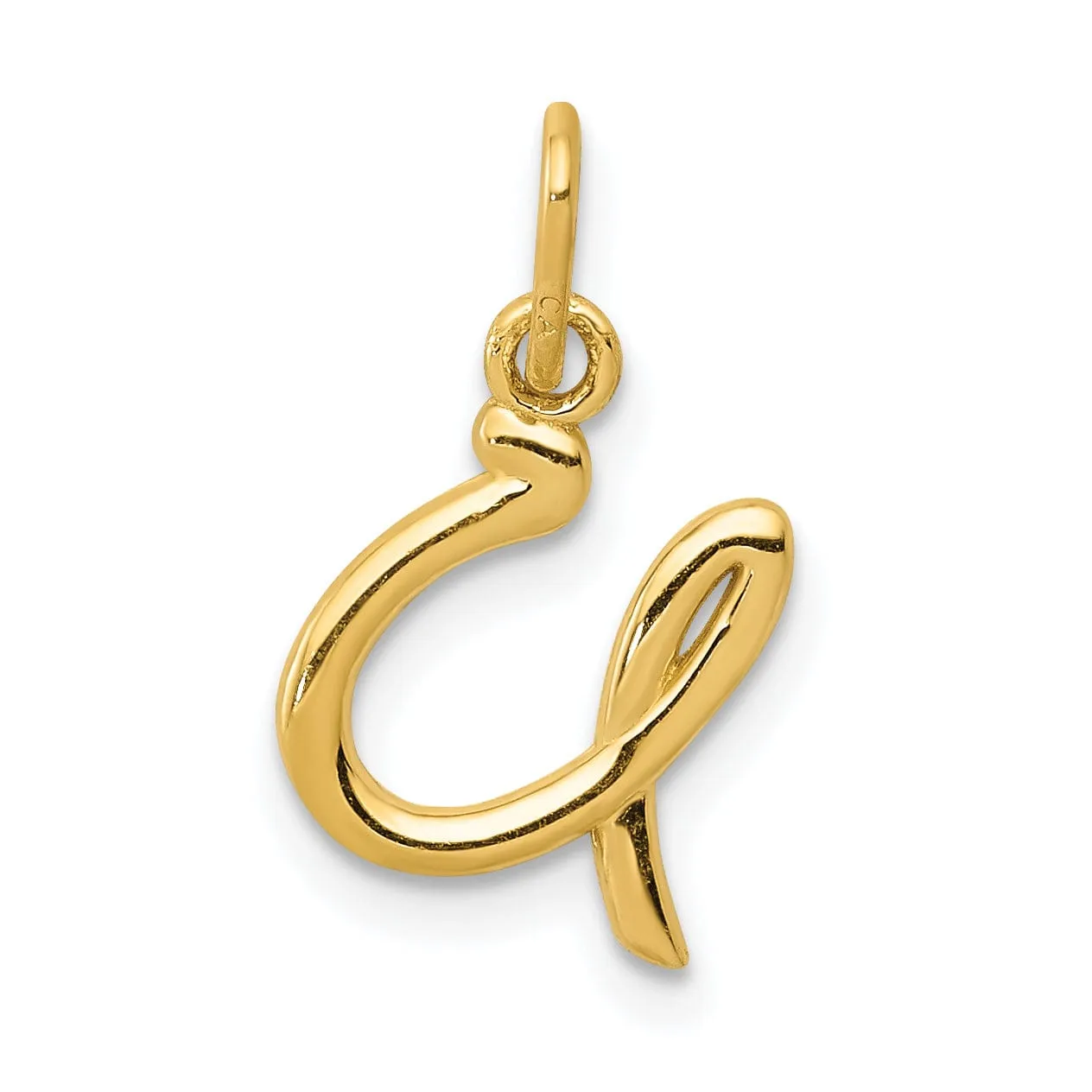 14K Yellow Gold Lower Case Script Letter U Initial Pendant