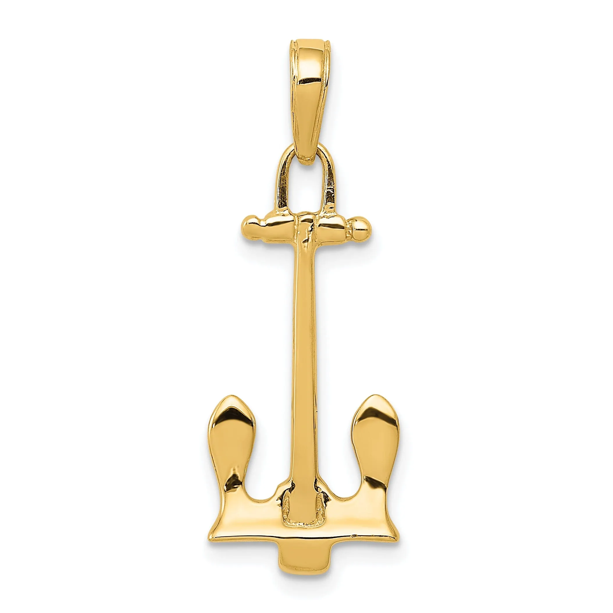 14k Yellow Gold Navy Anchor Pendant