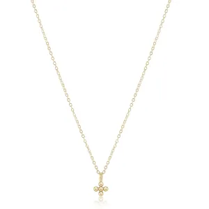 16" Classic Beaded Signature Cross Small Gold Charm Necklace