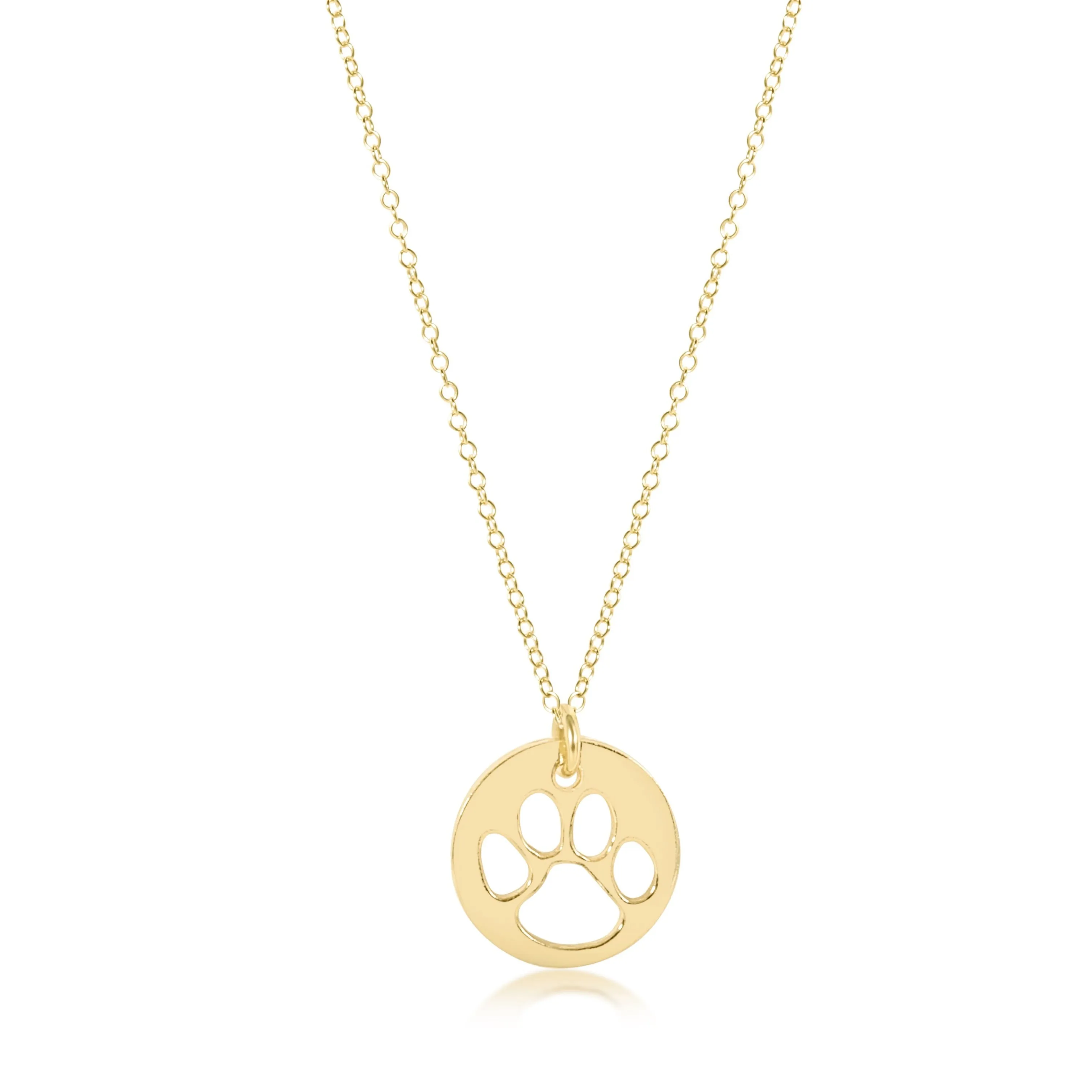 16" Necklace Gold - Paw Print Gold Disc