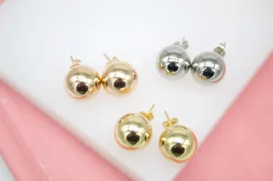 18K Gold Filled Large Ball Stud Earrings (L141)(L150)