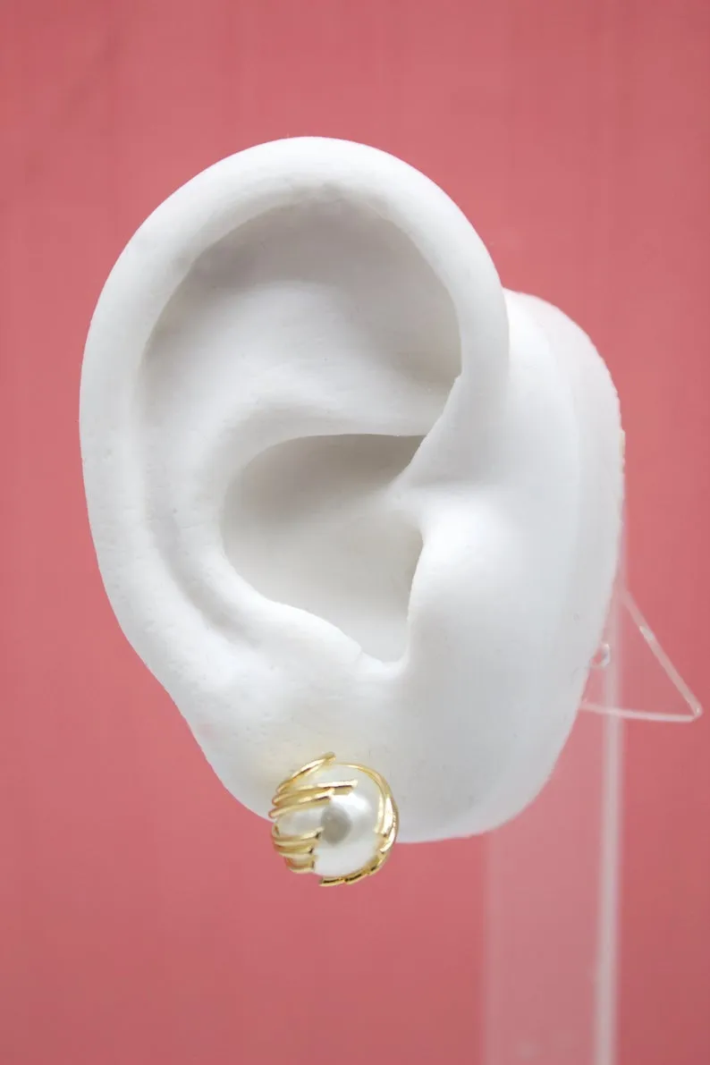 18K Gold Filled Pearl Stud Earrings