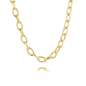 18K Gold Plated No-tarnish Medical Grade Titanium Metallic Style Chain Necklace & Bracelet