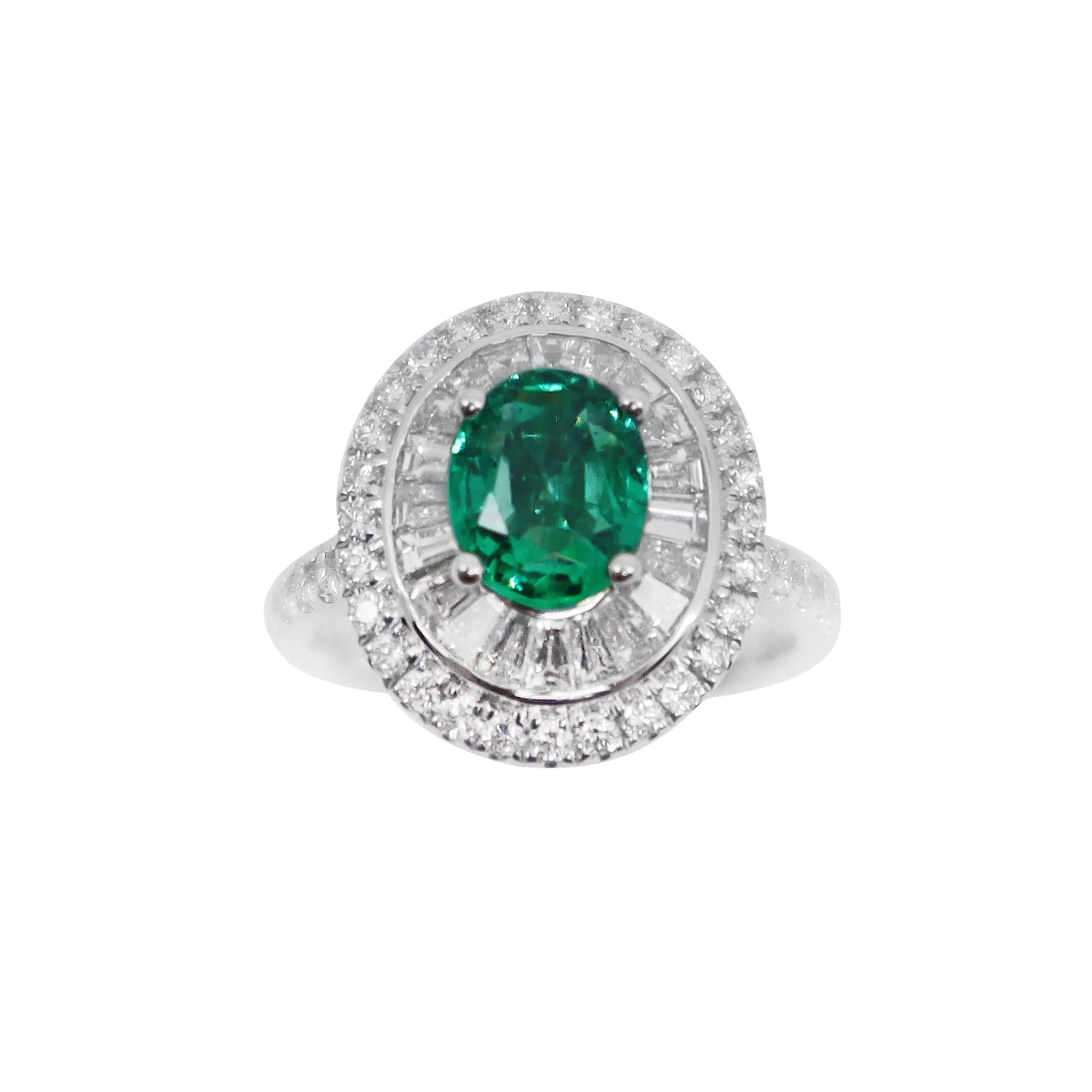 18K White Gold 1.32ct Emerald and Diamond Ring - 20729141