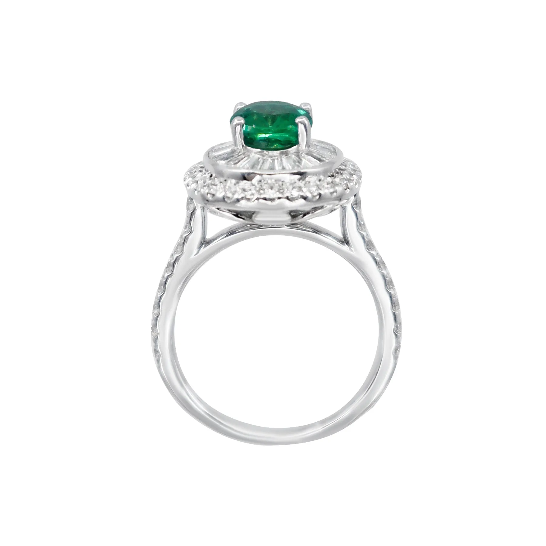 18K White Gold 1.32ct Emerald and Diamond Ring - 20729141