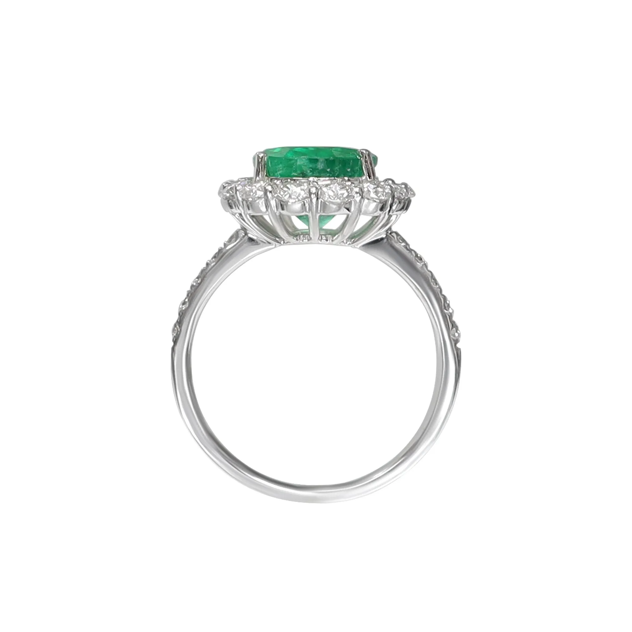 18K White Gold 3.43ct Emerald and Diamond Ring - 20673345