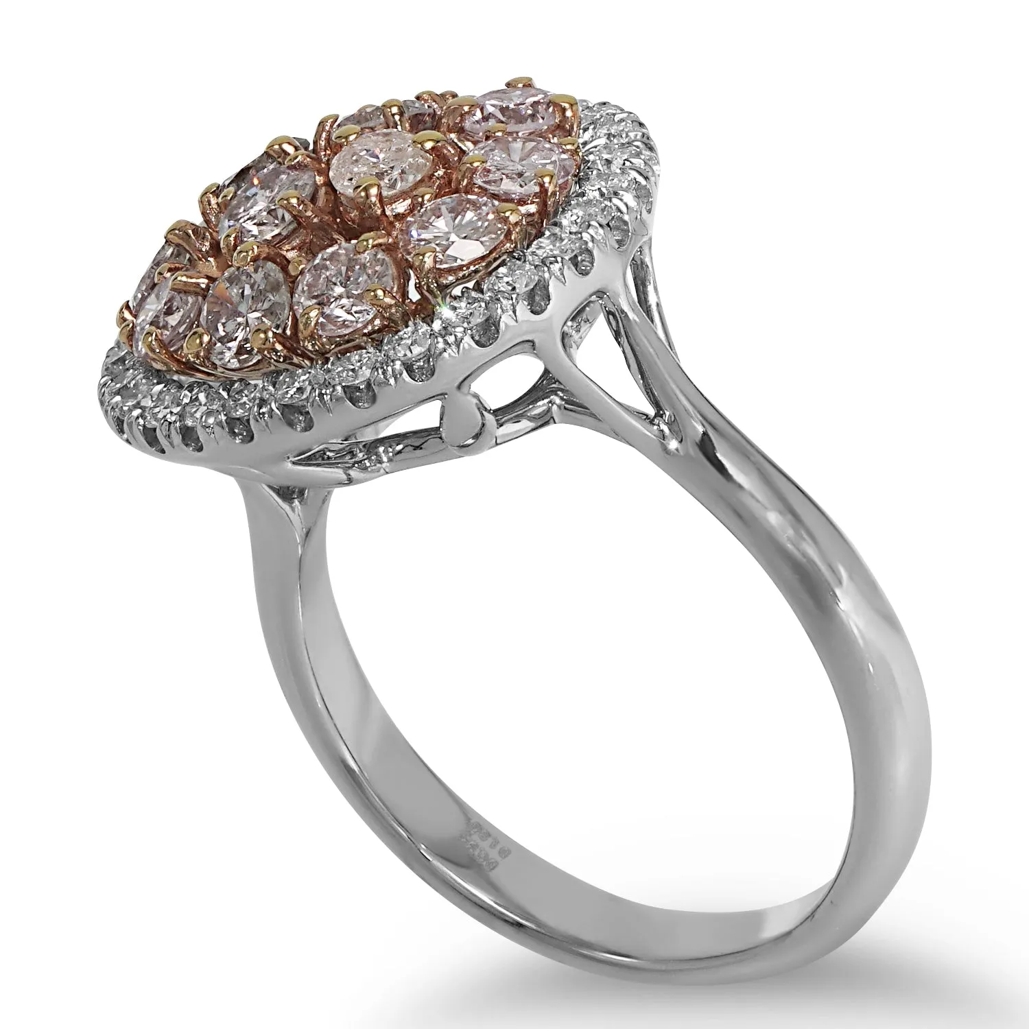 18kt Rose Gold Pink Diamond Cluster Ring