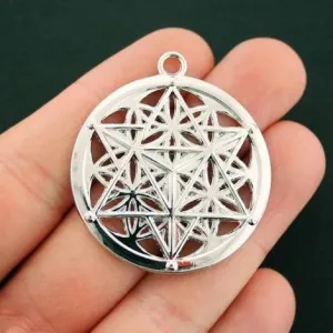 2 Merkaba Meditation Silver Tone Charms - SC6736