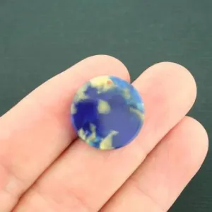 2 Round Imitation Royal Blue Tortoiseshell Resin Charms 2 Sided - Z414