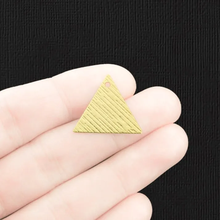 2 Teal Stripe Triangle Gold Tone Enamel Charms - E1360