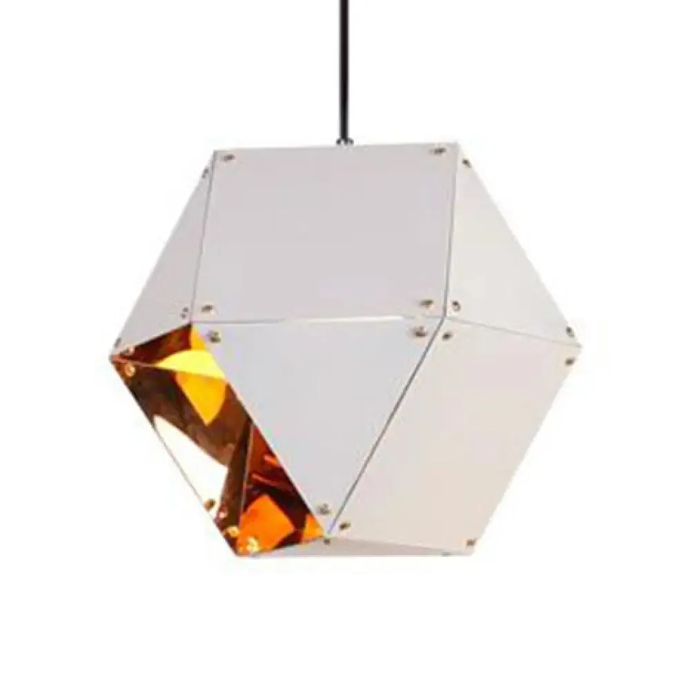 9.5"/12" Gem Hanging Light Kit - Minimalist Metal Pendant Lamp in Black/White/Pink