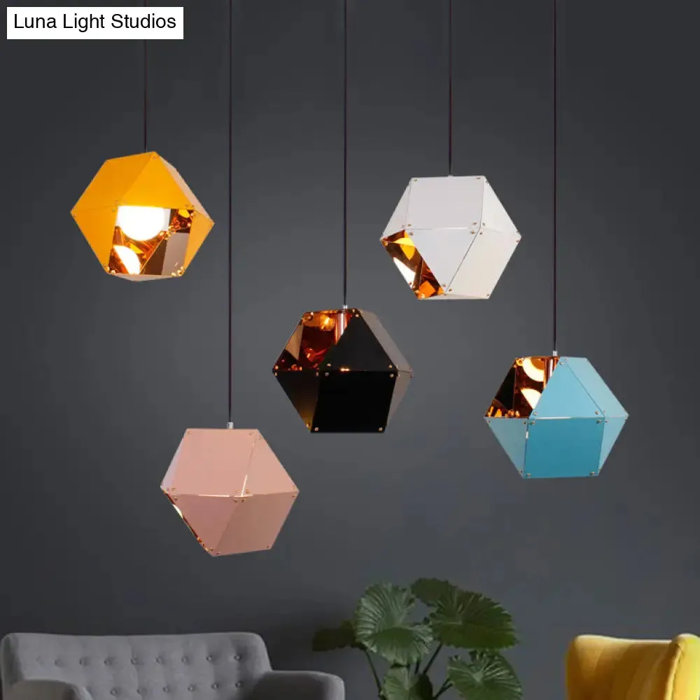 9.5"/12" Gem Hanging Light Kit - Minimalist Metal Pendant Lamp in Black/White/Pink