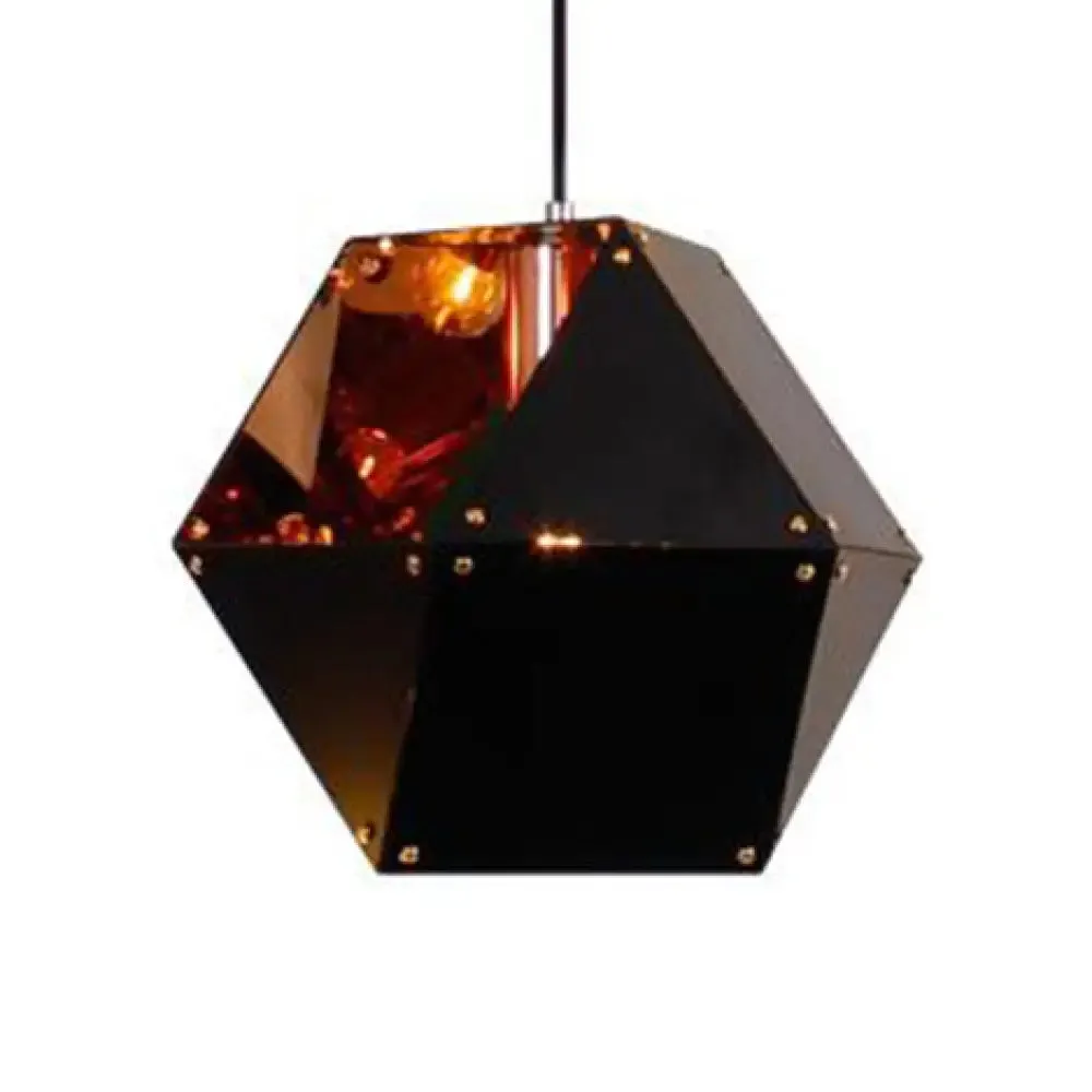 9.5"/12" Gem Hanging Light Kit - Minimalist Metal Pendant Lamp in Black/White/Pink