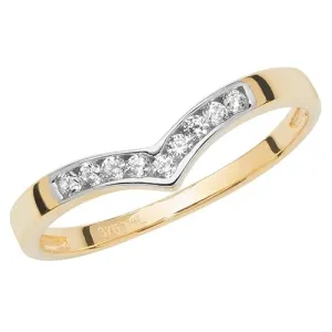 9CT GOLD CHANNEL SET CZ WISHBONE RING