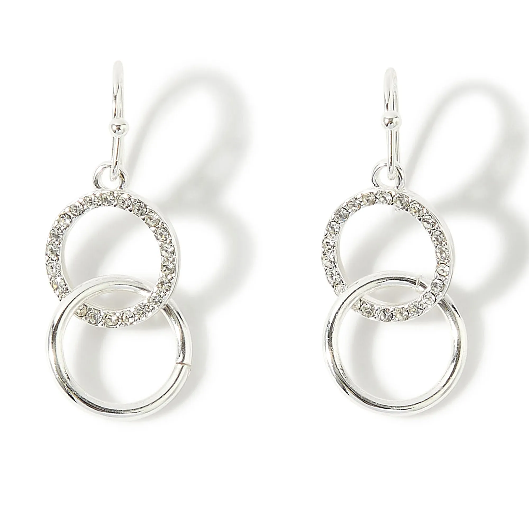 Accessorize London Women'S Silver Pave Linked Circles Short Drop Earring