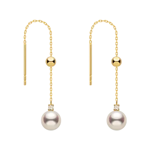 Akoya Saltwater Pearl 18K Gold Diamond Fashionable Drop Earrings