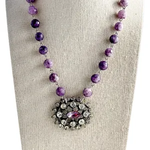 Amethyst Sparkle Long Beaded Bauble Necklace