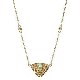 Aria 14K Yellow Gold Round-Cut Zambian Emerald Necklace