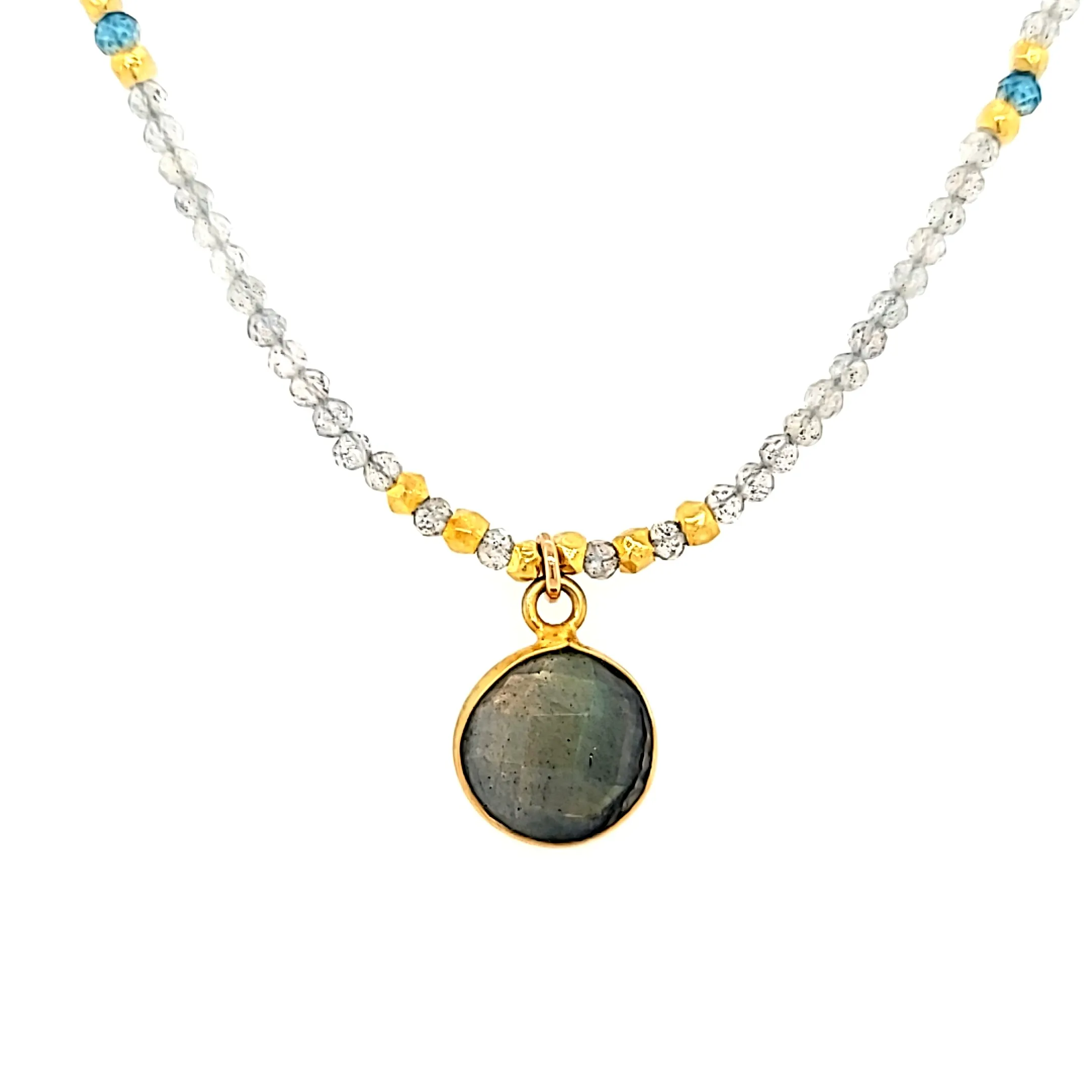 AVF Gold Labradorite Drop & Beaded Necklace (SI2969)