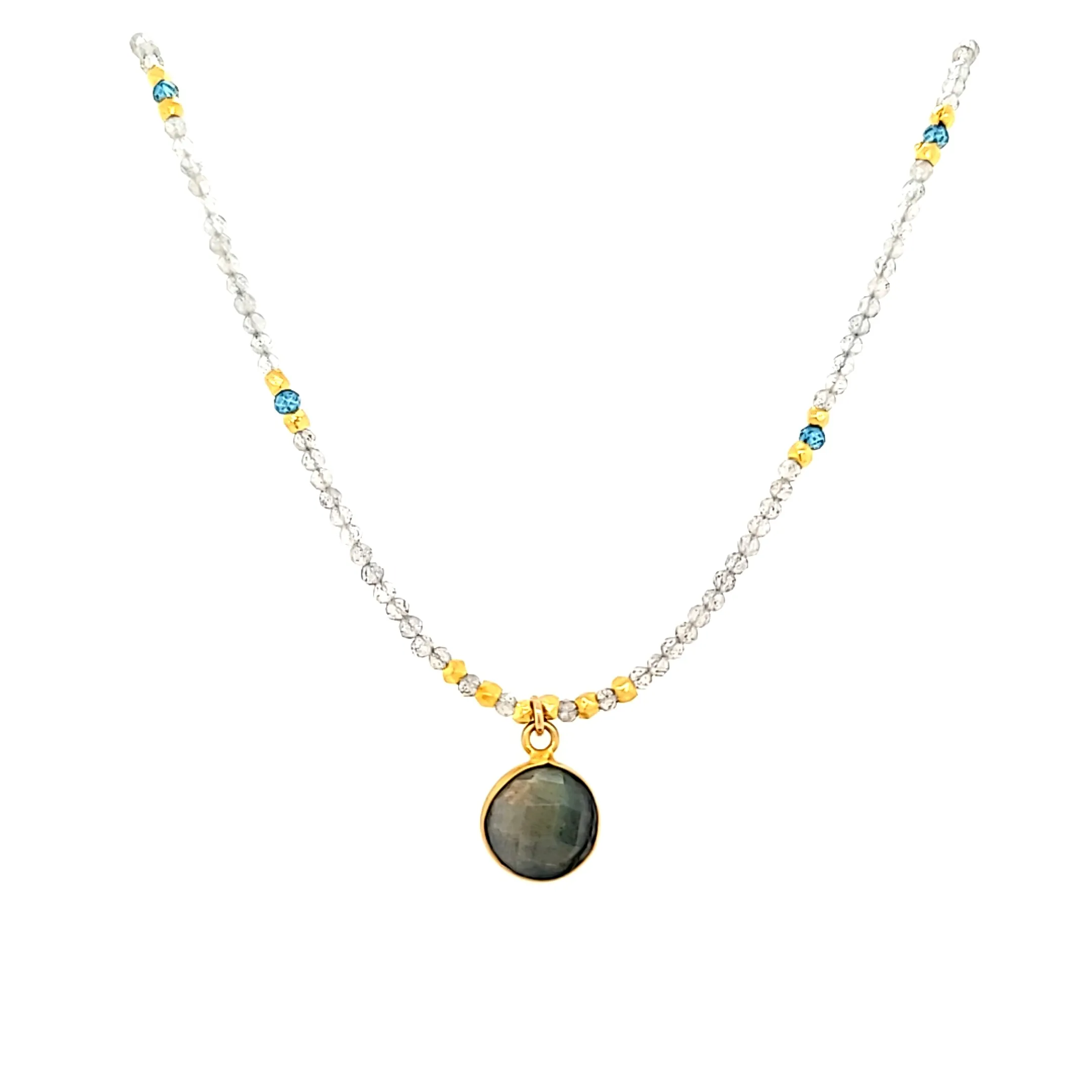 AVF Gold Labradorite Drop & Beaded Necklace (SI2969)