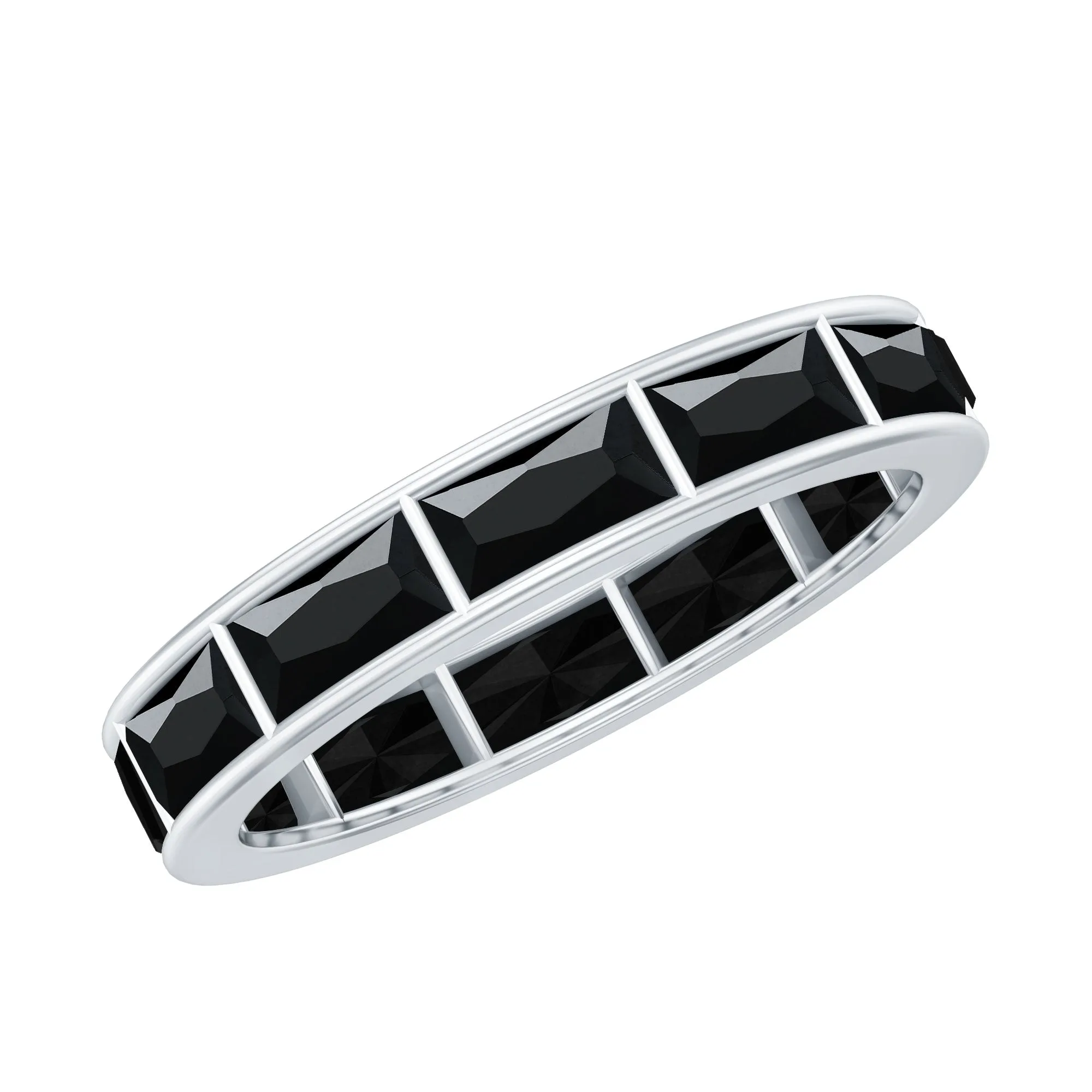 Baguette Cut Lab Grown Black Diamond Eternity Band Ring