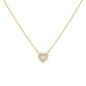 Baguette CZ Heart Necklace