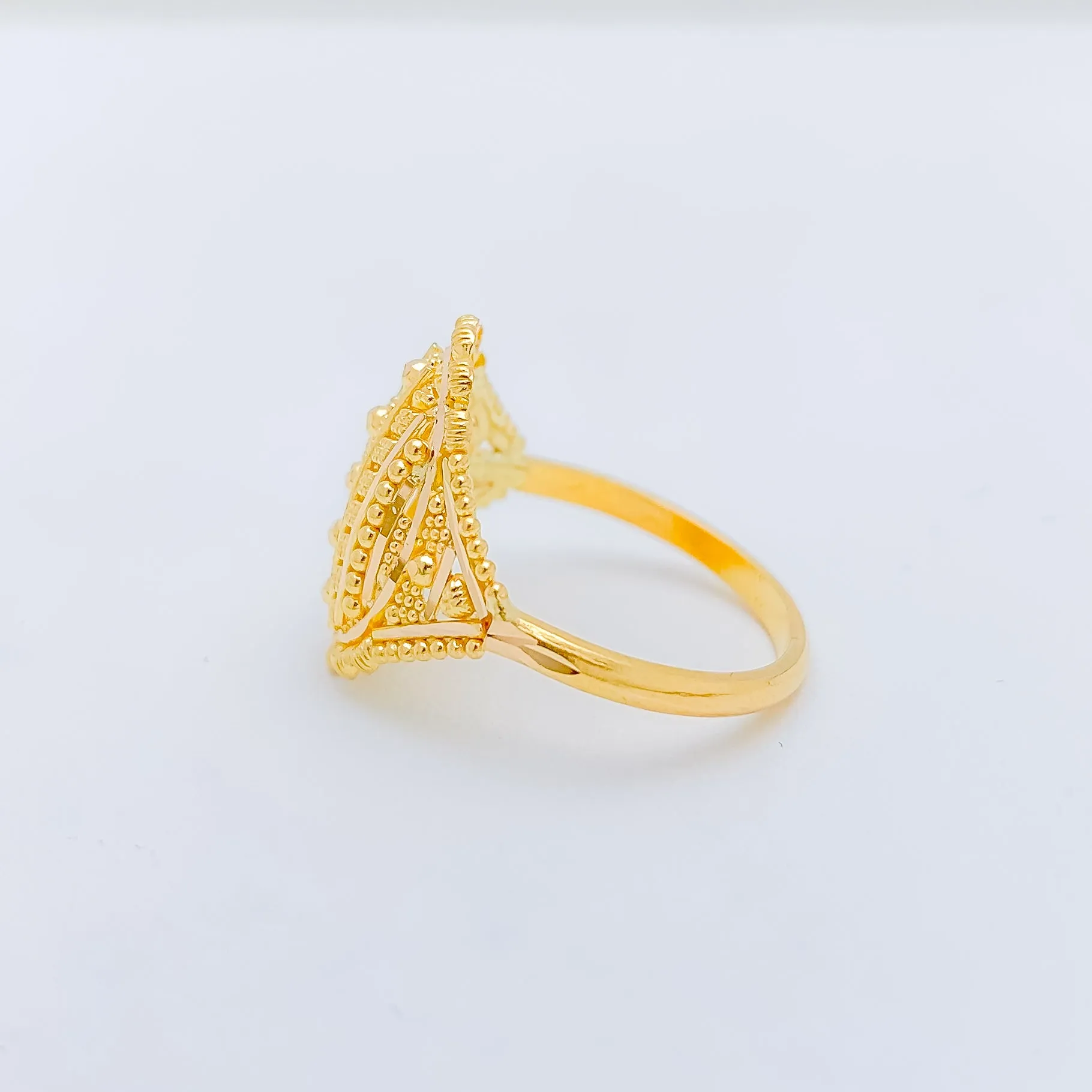 Beaded Flower Gold Ring