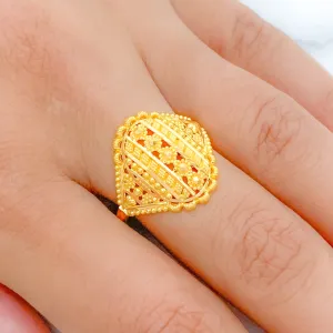 Beaded Flower Gold Ring