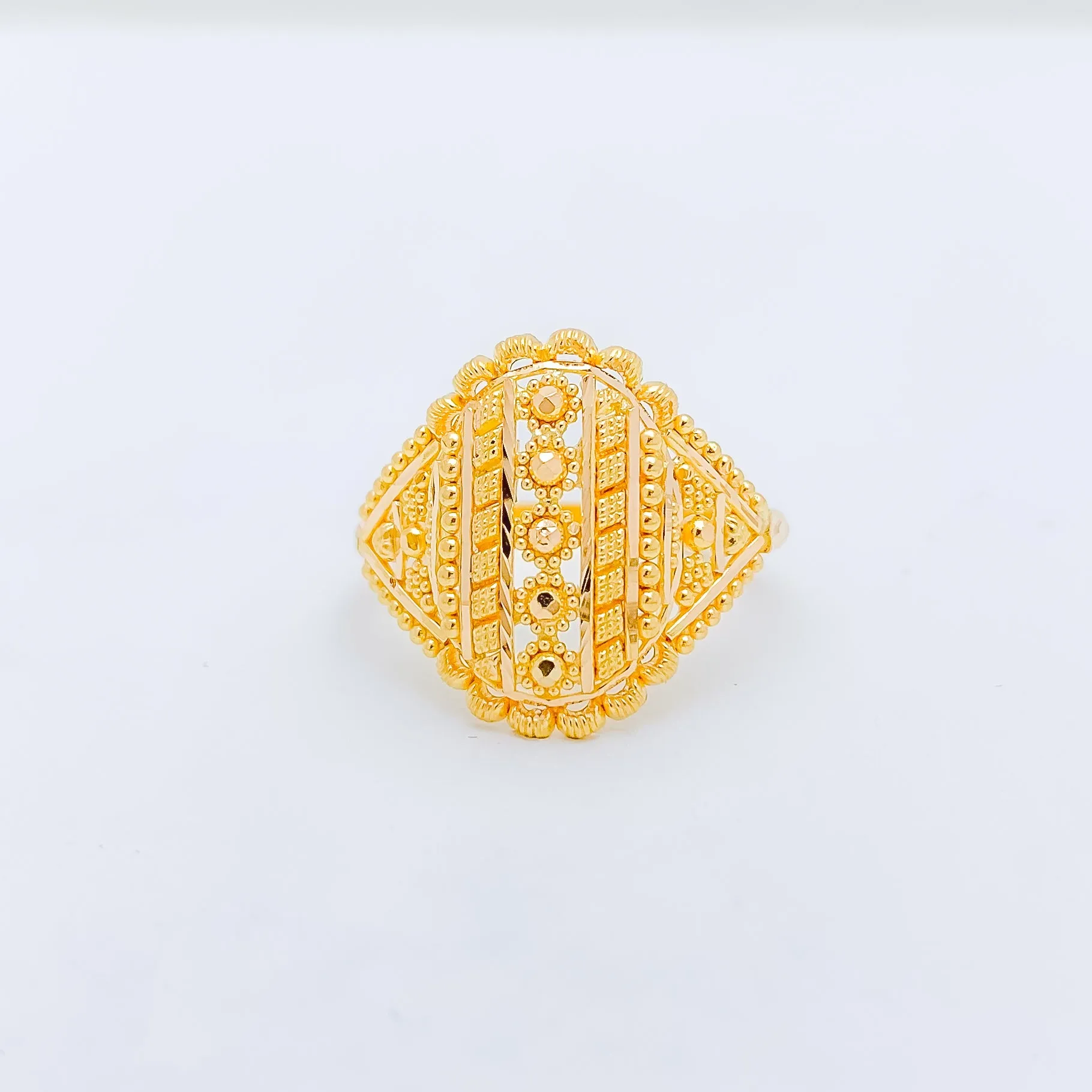 Beaded Flower Gold Ring