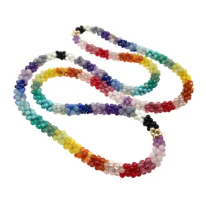 Beaded Gemstone Necklace: Ultimate Rainbow and Gold