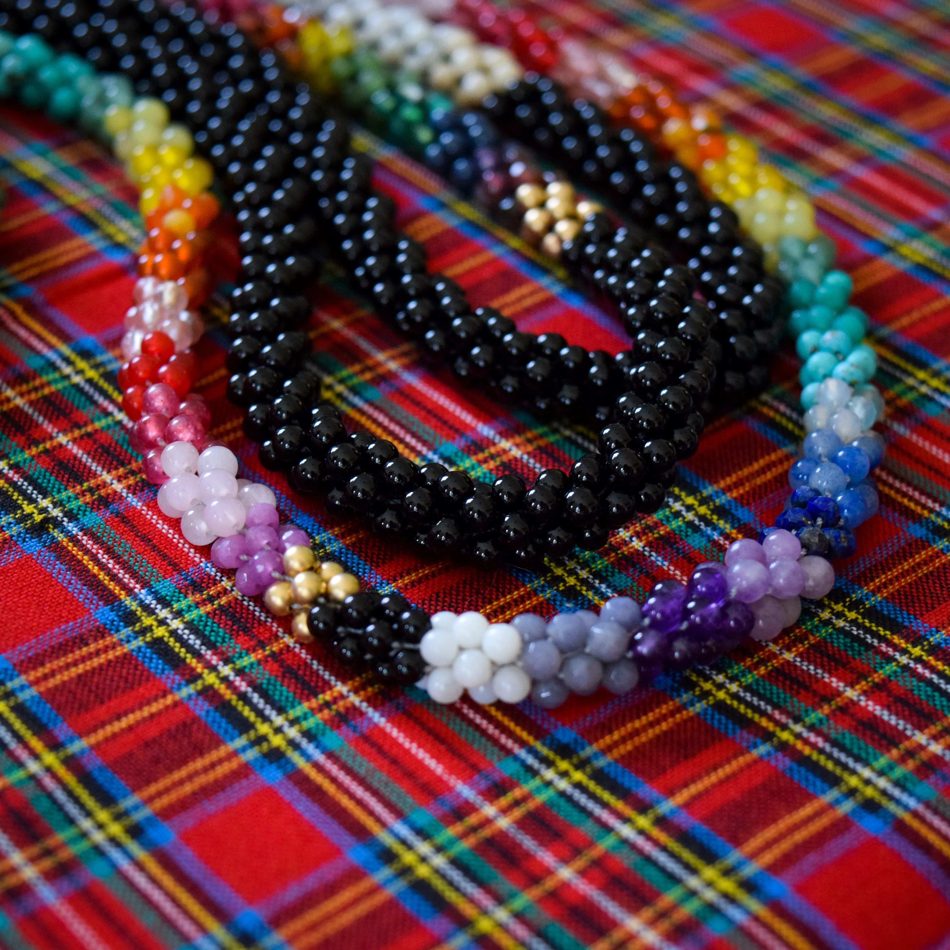 Beaded Gemstone Necklace: Ultimate Rainbow and Gold