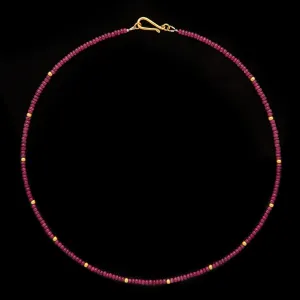 Beaded Ruby 22Kt Yellow Gold Necklace