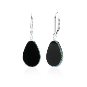 Black Glass Beaded Teardrop Earrings