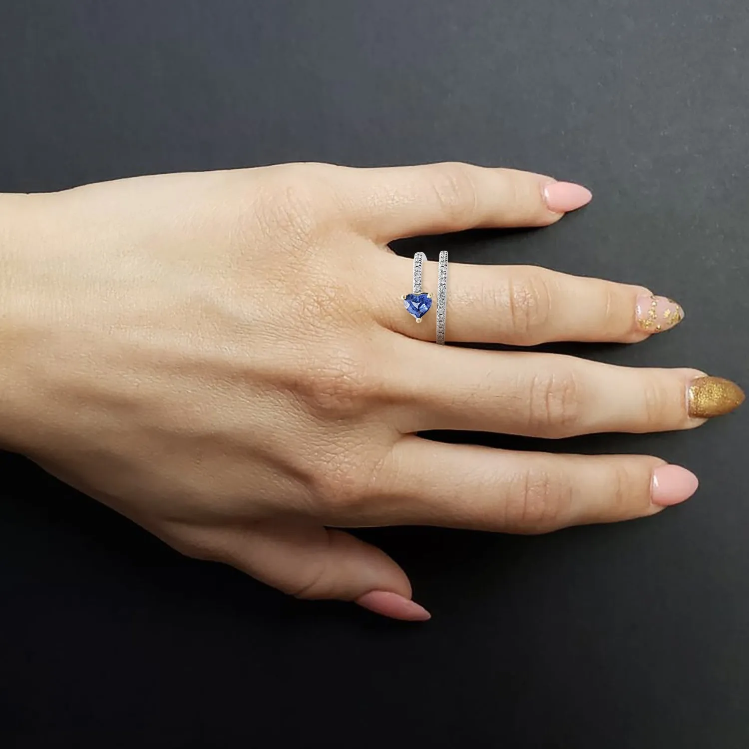 Blue Sapphire Heart Ring