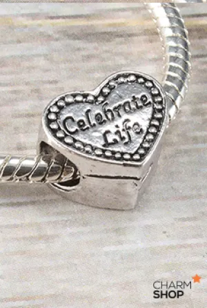 Celebrate Life Heart Bead Charm