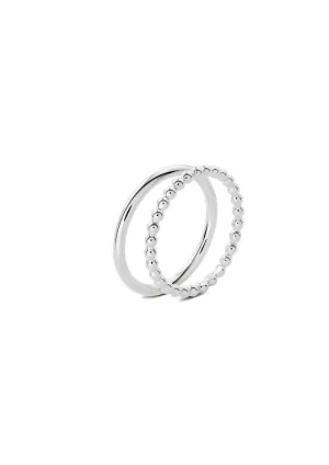 Champagne and Plain Rings Set Silver