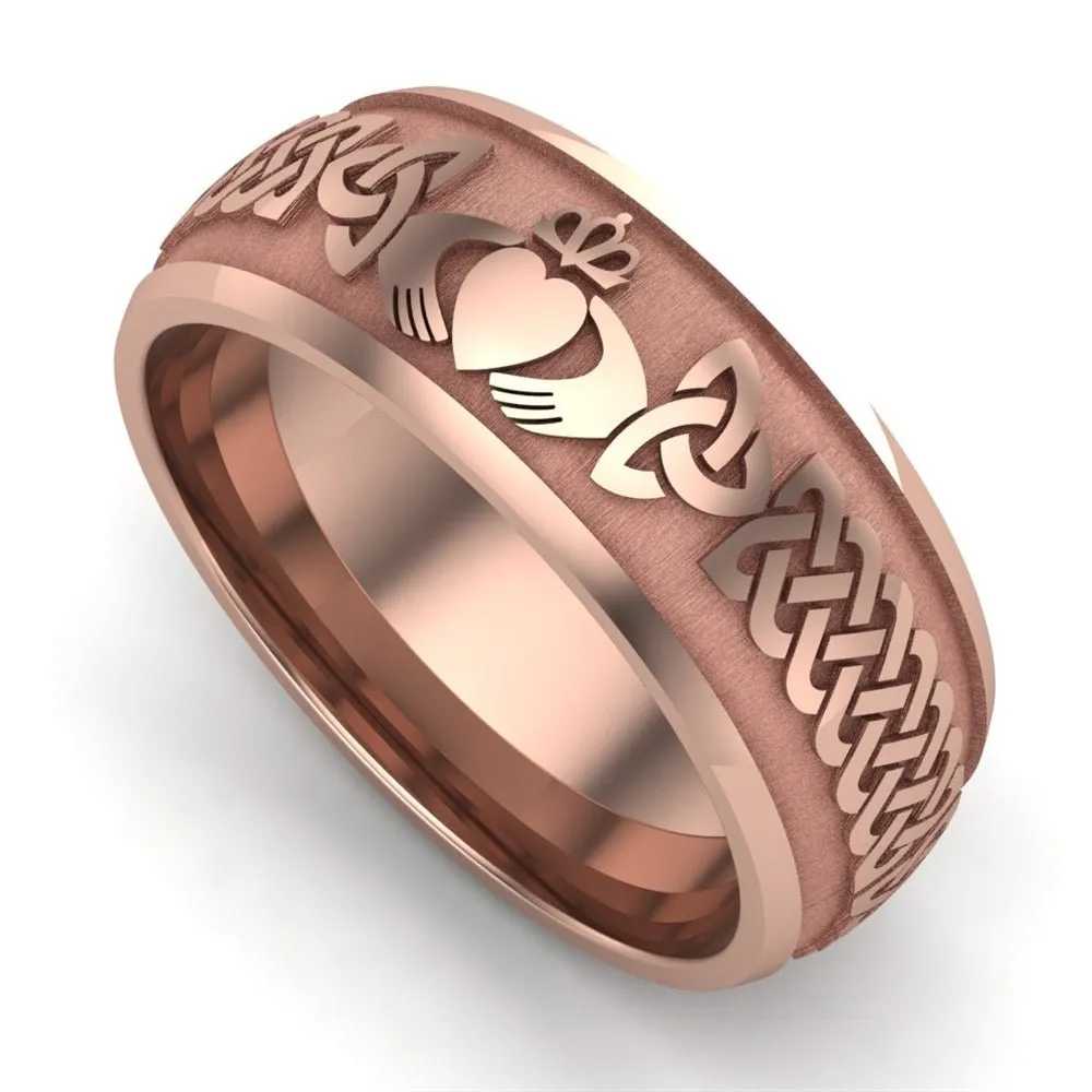 Claddagh Wedding Ring UCL1-14R8M - 14K Rose Gold