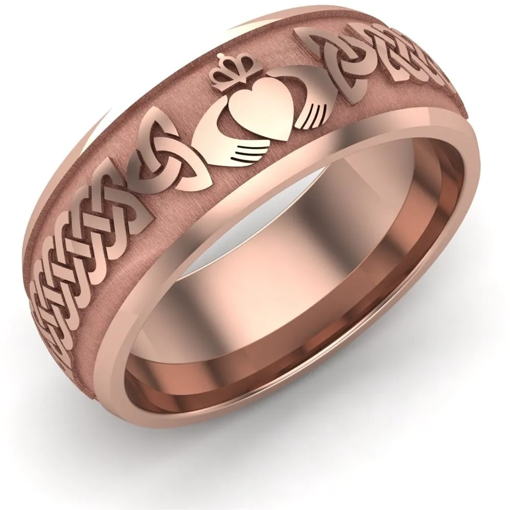 Claddagh Wedding Ring UCL1-14R8M - 14K Rose Gold